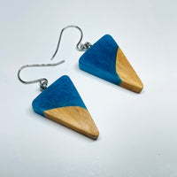 Wood and Resin Cobalt Maple Tiny Isosceles - Earrings