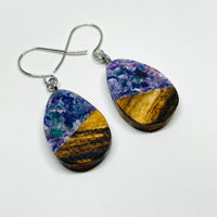 Wood and Resin Cosmic Slop Spalted Maple Tiny Teardrops - Earrings