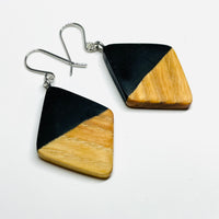 Wood and Resin Onyx Maple Diamonds - Earrings