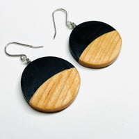 Wood and Resin Onyx Maple Rounds - Earrings