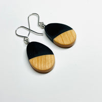 Wood and Resin Onyx Maple Tiny Teardrops - Earrings