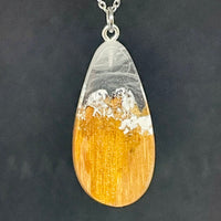 Wood and Resin Mountain Blizzard Ash Long Drop - Pendant/Necklace