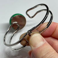handmade jewelry, Minnesota local wood and resin artist. platinum plated bracelet spring loaded hinge opening