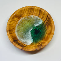 Wood and Resin Small Ocean Wave with Sea Turtle - Ring Bowl