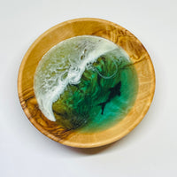 Wood and Resin Small Ocean Wave with Shark - Ring Bowl