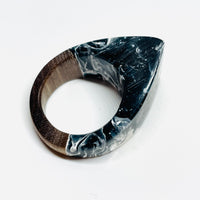 Wood and Resin Black & White Walnut - Ring