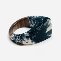 Wood and Resin Black & White Walnut - Ring