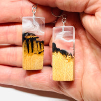 Wood and Resin Clear Canyon Maple Rectangles - Earrings