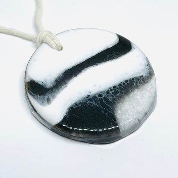 handmade jewelry, Minnesota local wood and resin artist. Black and white resin Christmas, holiday ornament