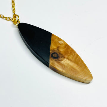 Wood and Resin Onyx Maple Large Sliver - Pendant/Necklace