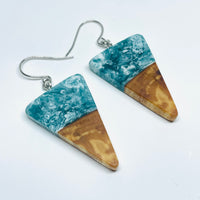 Wood and Resin Evergreen Spalted Maple Isosceles - Earrings