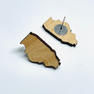 Wood Laser Cut Illinois Maple Stud/Posts - Earrings
