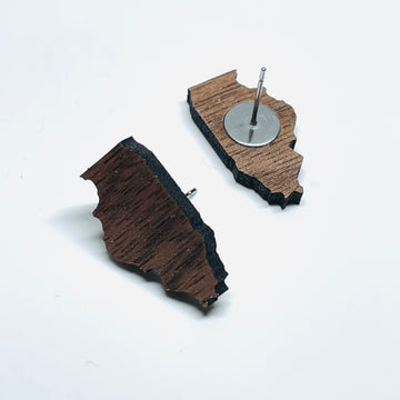 Wood Laser Cut Illinois Walnut Stud/Posts - Earrings