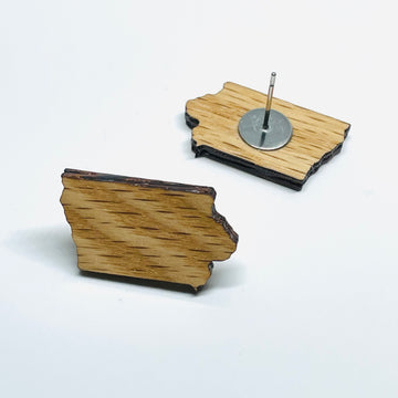 Wood Laser Cut Iowa Red Oak Stud/Posts - Earrings