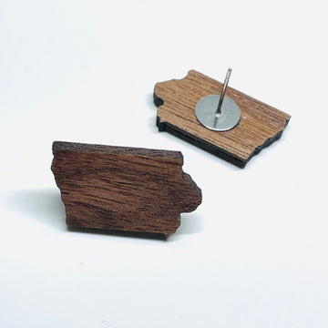 Wood Laser Cut Iowa Walnut Stud/Posts - Earrings