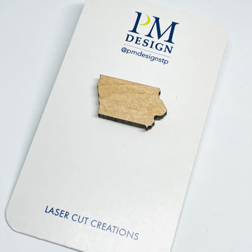 Wood Laser Cut Iowa Maple - Lapel Pin