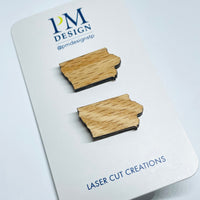 Wood Laser Cut Iowa Red Oak Stud/Posts - Earrings