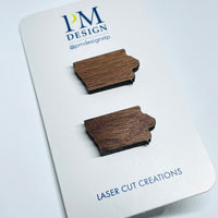 Wood Laser Cut Iowa Walnut Stud/Posts - Earrings