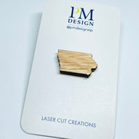 Wood Laser Cut Iowa Red Oak - Lapel Pin