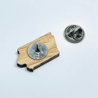 Wood Laser Cut Iowa Red Oak - Lapel Pin