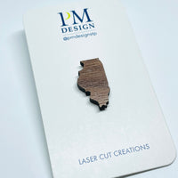 Wood Laser Cut Illinois Walnut - Lapel Pin