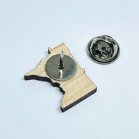 Minnesota local wood and resin artist. laser cut maple wood, stainless steel pin back, MN State shape. - Back