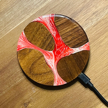 Wood and Resin Red Swirled Walnut - Cell Phone Charging Pad