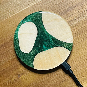 Wood and Resin Forest Green Maple - Cell Phone Charging Pad