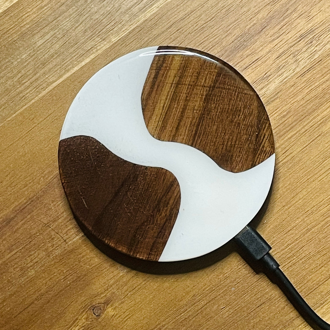 Wood and Resin White Walnut - Cell Phone Charging Pad