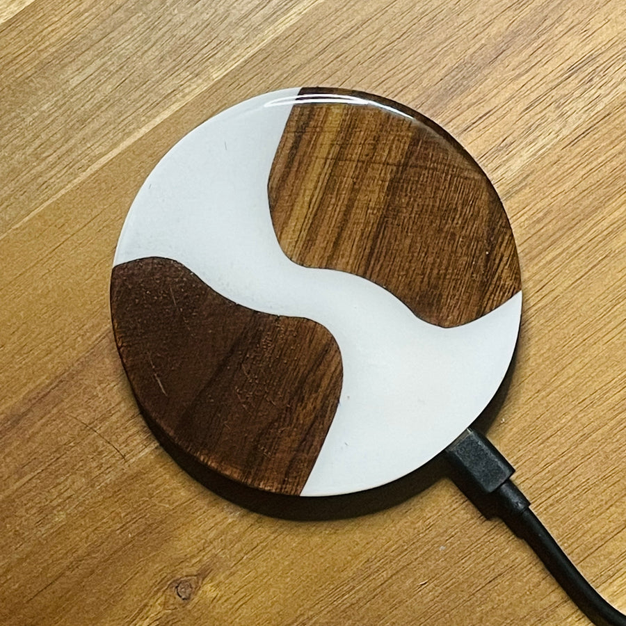 Wood and Resin White Walnut - Cell Phone Charging Pad