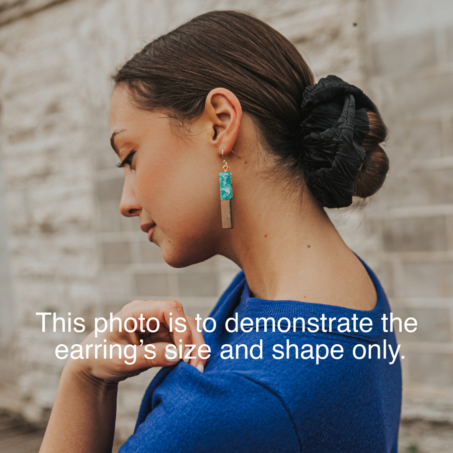 Wood and Resin Green Glow-In-The-Dark Birch Stems - Earrings