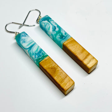 Wood and Resin Pacific Shores Maple Stems - Earrings