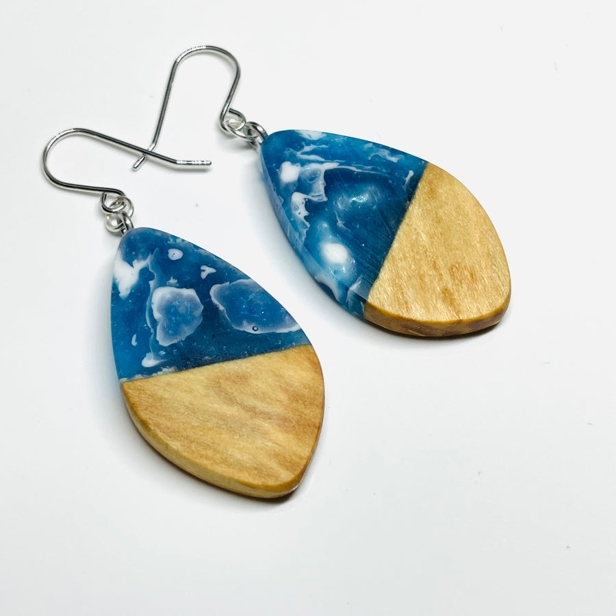 Wood and Resin Atlantic Shores Birch Pods - Earrings