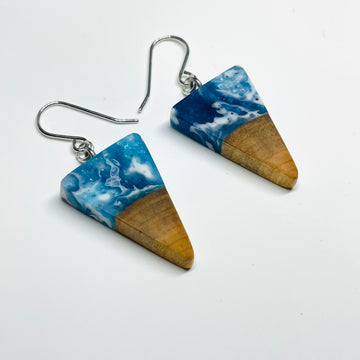 Wood and Resin Atlantic Shores Maple Tiny Isosceles - Earrings