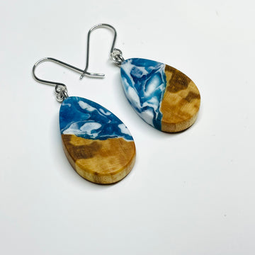 Wood and Resin Atlantic Shores Maple Tiny Drops - Earrings