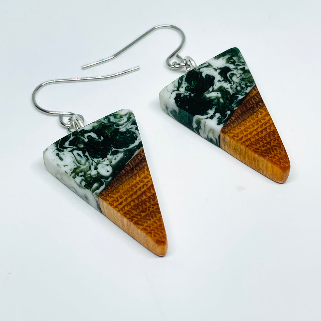 Wood and Resin Buckthorn Forest Tiny Isosceles - Earrings