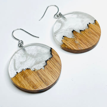 Wood and Resin Clear Canyon Oak Plates - Earrings