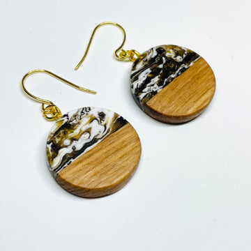 Wood and Resin Gold & Bronze Ash Coins - Earrings