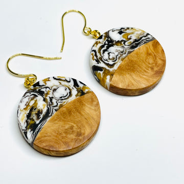 Wood and Resin Gold & Bronze Maple Rounds - Earrings