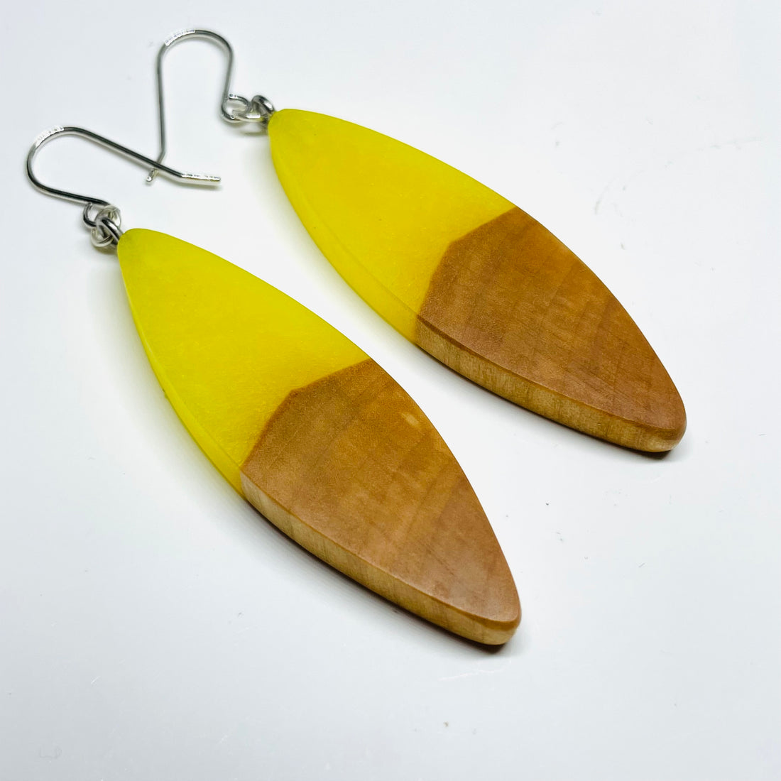 Wood and Resin Lemon Drop Maple Large Slivers - Earrings