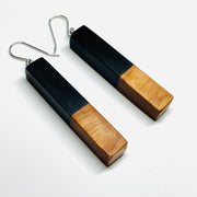 Wood and Resin Onyx Maple Stems - Earrings