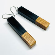 Wood and Resin Onyx Oak Stems - Earrings