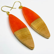 Wood and Resin Orange Maple Large Slivers - Earrings