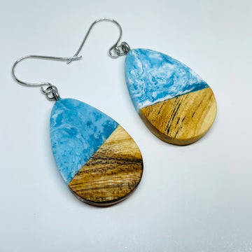 Wood and Resin Pacific Shores Spalted Maple Teardrops - Earrings