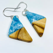 Wood and Resin Pacific Shores Spalted Maple Triangles - Earrings