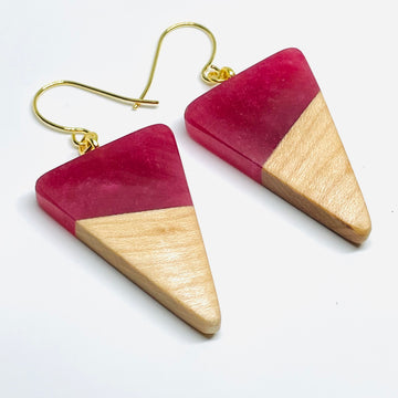 Raspberry Maple Isosceles - Earrings