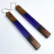 Wood and Resin Royal Walnut Long Stems - Earrings