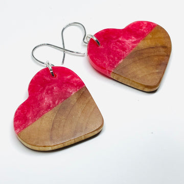 Sirloin Maple Diagonal Heart - Earrings