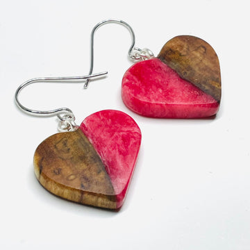 Sirloin Spalted Maple Tiny Hearts - Earrings