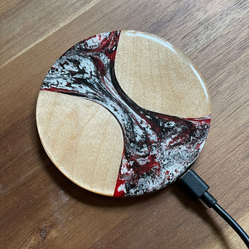 Wood and Resin Black Cherry Maple - Cell Phone Charging Pad